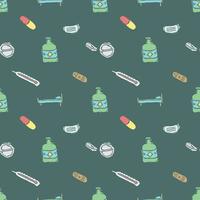 seamless medicine pattern. Doodle vector background with medicine icons