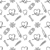 seamless medicine pattern. Doodle vector background with medicine icons