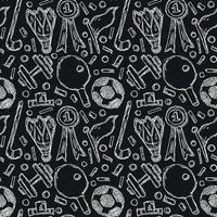 Seamless vector pattern with sports icons. Doodle sport illustration