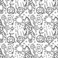 Seamless space pattern. Cosmos background. Doodle vector space illustration