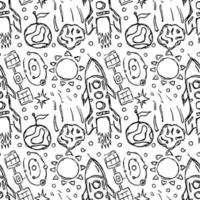 Seamless space pattern. Cosmos background. Doodle vector space illustration