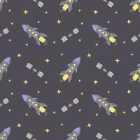 Seamless space pattern. Cosmos background. Doodle vector space illustration