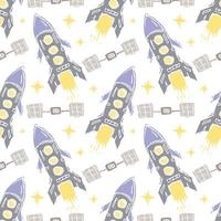 Seamless space pattern. Cosmos background. Doodle vector space illustration