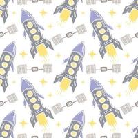 Seamless space pattern. Cosmos background. Doodle vector space illustration