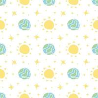 Seamless space pattern. Cosmos background. Doodle vector space illustration