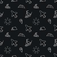 Summer seamless pattern. travel background. Travel vacation set of icons, journey and trip background. Doodle summer icons vector