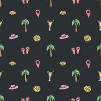 Summer seamless pattern. travel background. Travel vacation set of icons, journey and trip background. Doodle summer icons vector