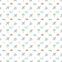 Summer seamless pattern. travel background. Travel vacation set of icons, journey and trip background. Doodle summer icons vector