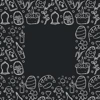 Easter frame. Seamless frame with easter icons. Easter background vector