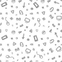 Seamless gaming pattern. Doodle background with gaming icons vector