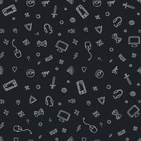 Seamless gaming pattern. Doodle background with gaming icons vector