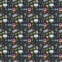 Seamless gaming pattern. Doodle background with gaming icons vector