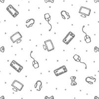 Seamless gaming pattern. Doodle background with gaming icons vector