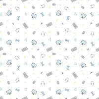 Seamless gaming pattern. Doodle background with gaming icons vector