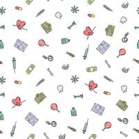 seamless medicine pattern. Doodle vector background with medicine icons