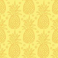Seamless pineapple pattern. Doodle vector with ananas. Vintage pineapple pattern