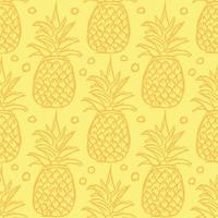 Seamless pineapple pattern. Doodle vector with ananas. Vintage pineapple pattern