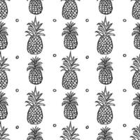 Seamless pineapple pattern. Doodle vector with ananas. Vintage pineapple pattern