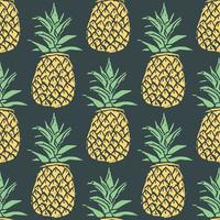 Seamless pineapple pattern. Doodle vector with ananas. Vintage pineapple pattern