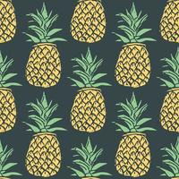 Seamless pineapple pattern. Doodle vector with ananas. Vintage pineapple pattern