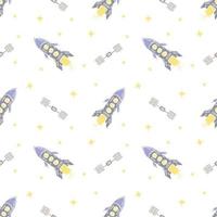 Seamless space pattern. Cosmos background. Doodle vector space illustration