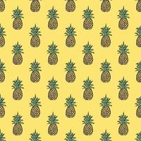 Seamless pineapple pattern. Doodle vector with ananas. Vintage pineapple pattern