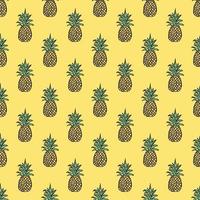 Seamless pineapple pattern. Doodle vector with ananas. Vintage pineapple pattern