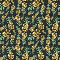 Seamless pineapple pattern. Doodle vector with ananas. Vintage pineapple pattern