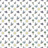 Summer seamless pattern. travel background. Travel vacation set of icons, journey and trip background. Doodle summer icons vector