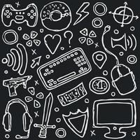 Gaming icons. Doodle gamingbackground vector