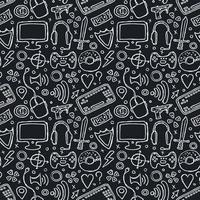 Seamless gaming pattern. Doodle background with gaming icons vector