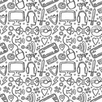 Seamless gaming pattern. Doodle background with gaming icons vector