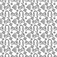 Seamless gaming pattern. Doodle background with gaming icons vector