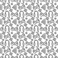 Seamless gaming pattern. Doodle background with gaming icons vector