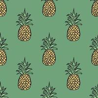 Seamless pineapple pattern. Doodle vector with ananas. Vintage pineapple pattern