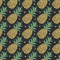 Seamless pineapple pattern. Doodle vector with ananas. Vintage pineapple pattern