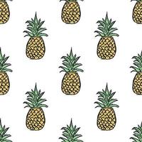 Seamless pineapple pattern. Doodle vector with ananas. Vintage pineapple pattern