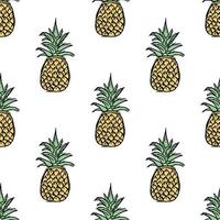 Seamless pineapple pattern. Doodle vector with ananas. Vintage pineapple pattern