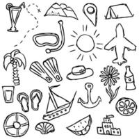 travel background. Travel vacation set of icons, journey and trip background vector