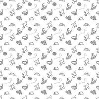 Summer seamless pattern. travel background. Travel vacation set of icons, journey and trip background. Doodle summer icons vector