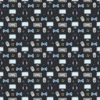 Seamless gaming pattern. Doodle background with gaming icons vector