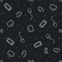 Seamless gaming pattern. Doodle background with gaming icons vector