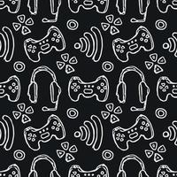 Seamless gaming pattern. Doodle background with gaming icons vector