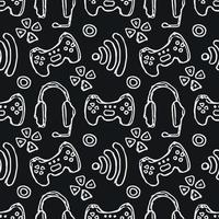 Seamless gaming pattern. Doodle background with gaming icons vector