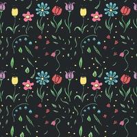 Seamless floral pattern. Doodle floral background. Spring pattern vector