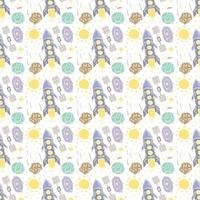 Seamless space pattern. Cosmos background. Doodle vector space illustration