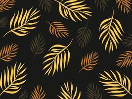 Yellow orange or gold colored simple flat botanical leaves decorative vector background isolated on horizontal landscape template wallpaper.