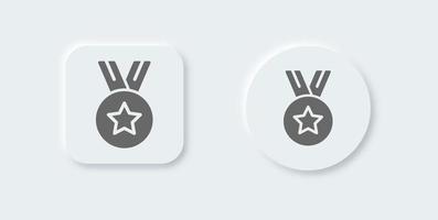 Medal solid icon in neomorphic design style. Award signs vector illustration.