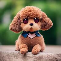 close up of a stuffed dog wearing a tie. . photo