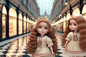 two dolls that are standing next to each other. . photo